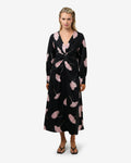 Felicia Floral Twist Dress in black pink — full-length view