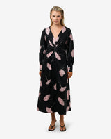 Felicia Floral Twist Dress in black pink — full-length view
