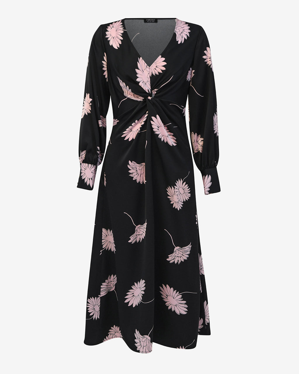Felicia Floral Twist Dress in black pink — product-only view