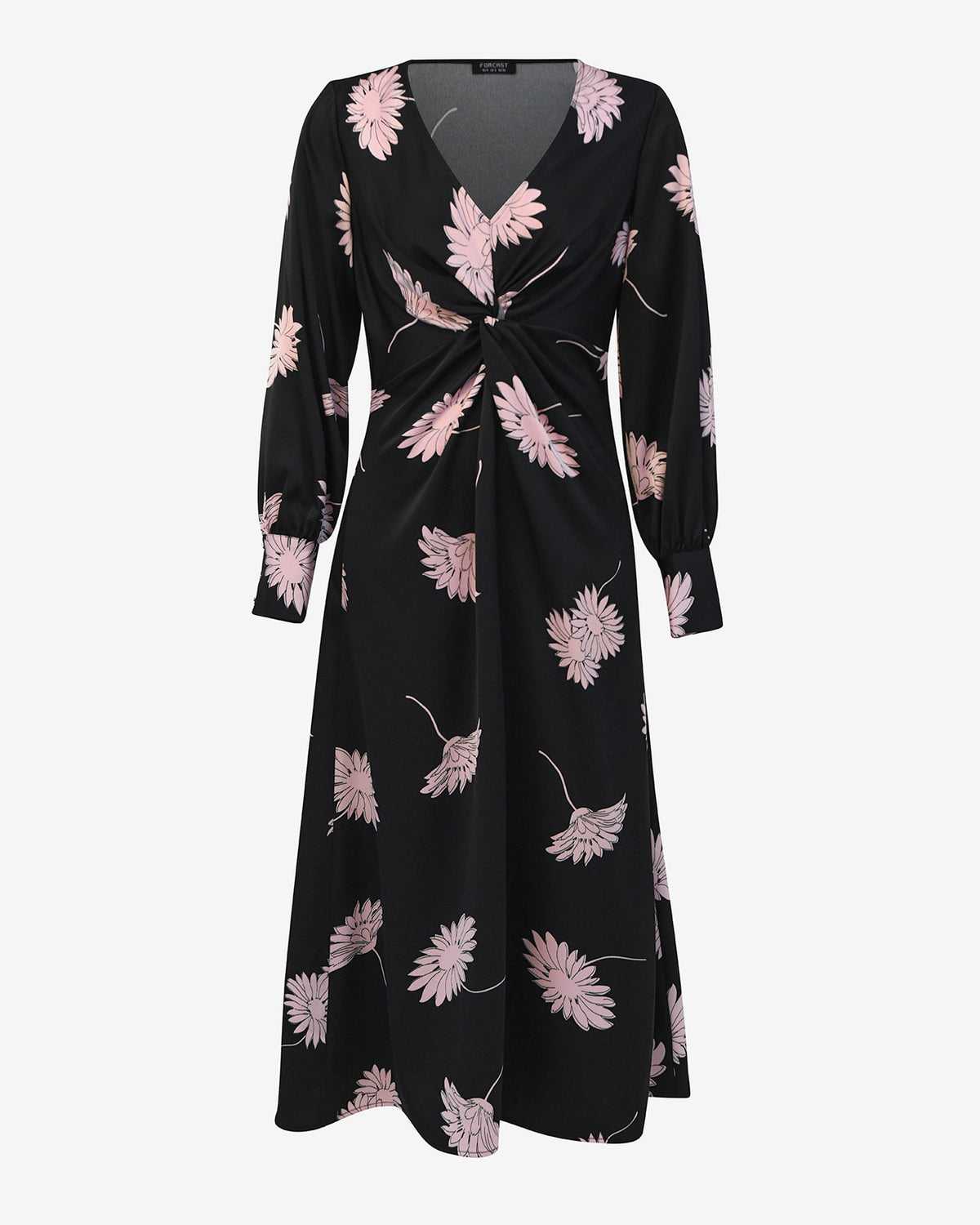 Felicia Floral Twist Dress in black pink — product-only view