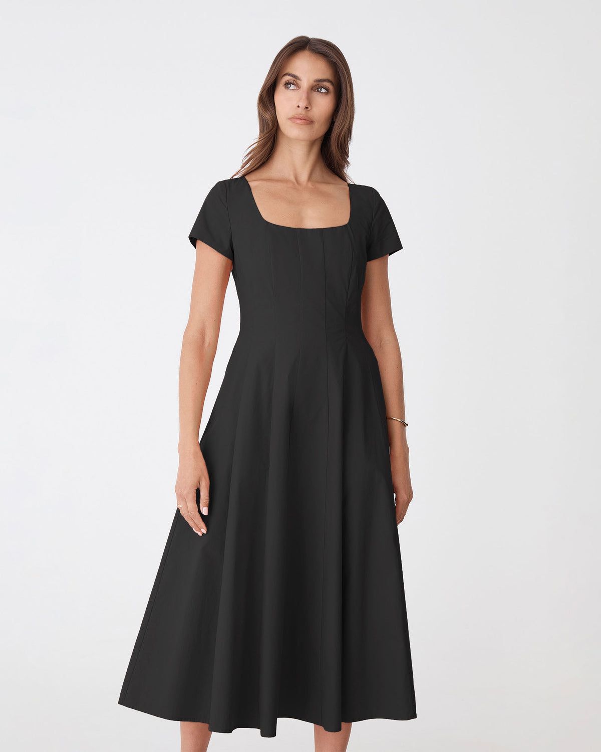 Brielle Cotton Sundress in black — close-up view