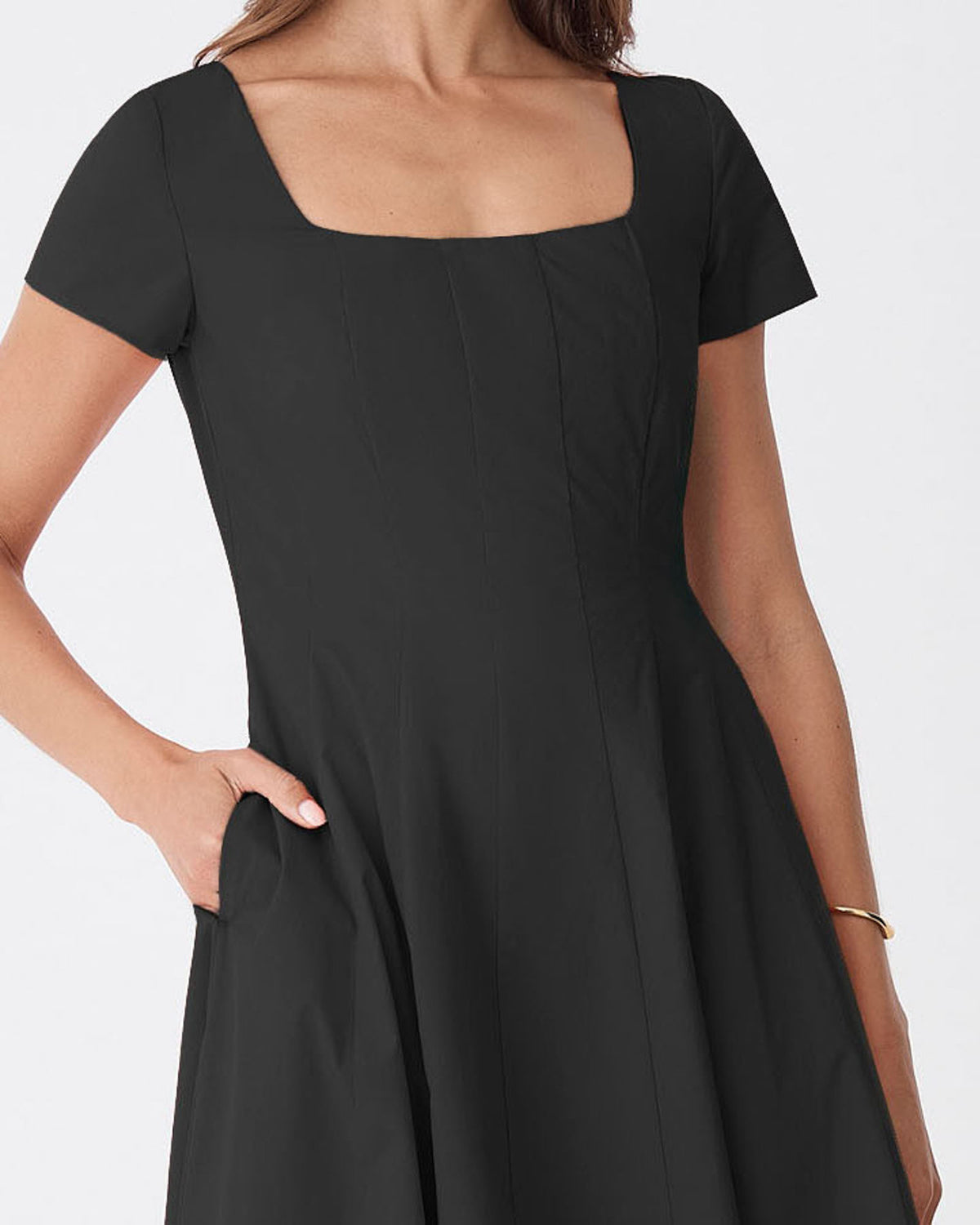 Brielle Cotton Sundress in black — fabric detail