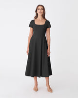 Brielle Cotton Sundress in black — full-length view