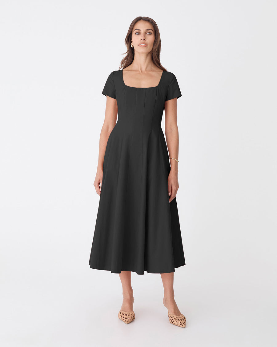 Brielle Cotton Sundress in black — full-length view