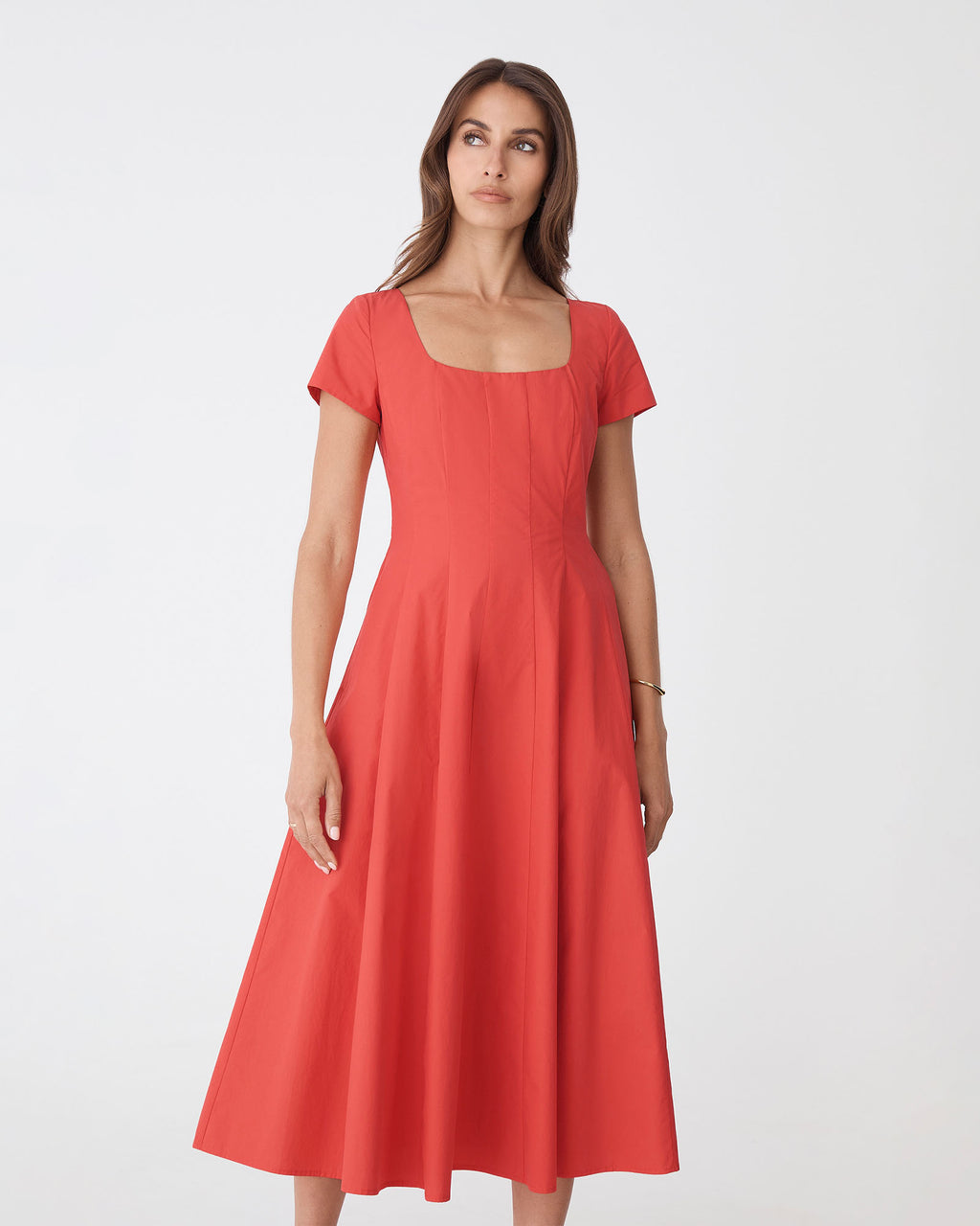 Brielle Cotton Sundress in red — close-up view