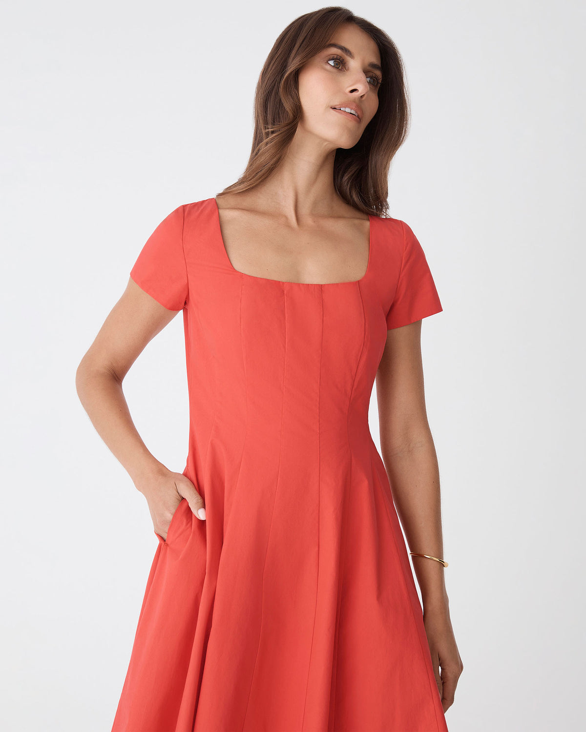 Brielle Cotton Sundress in red — fabric detail