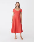 Brielle Cotton Sundress in red — full-length view