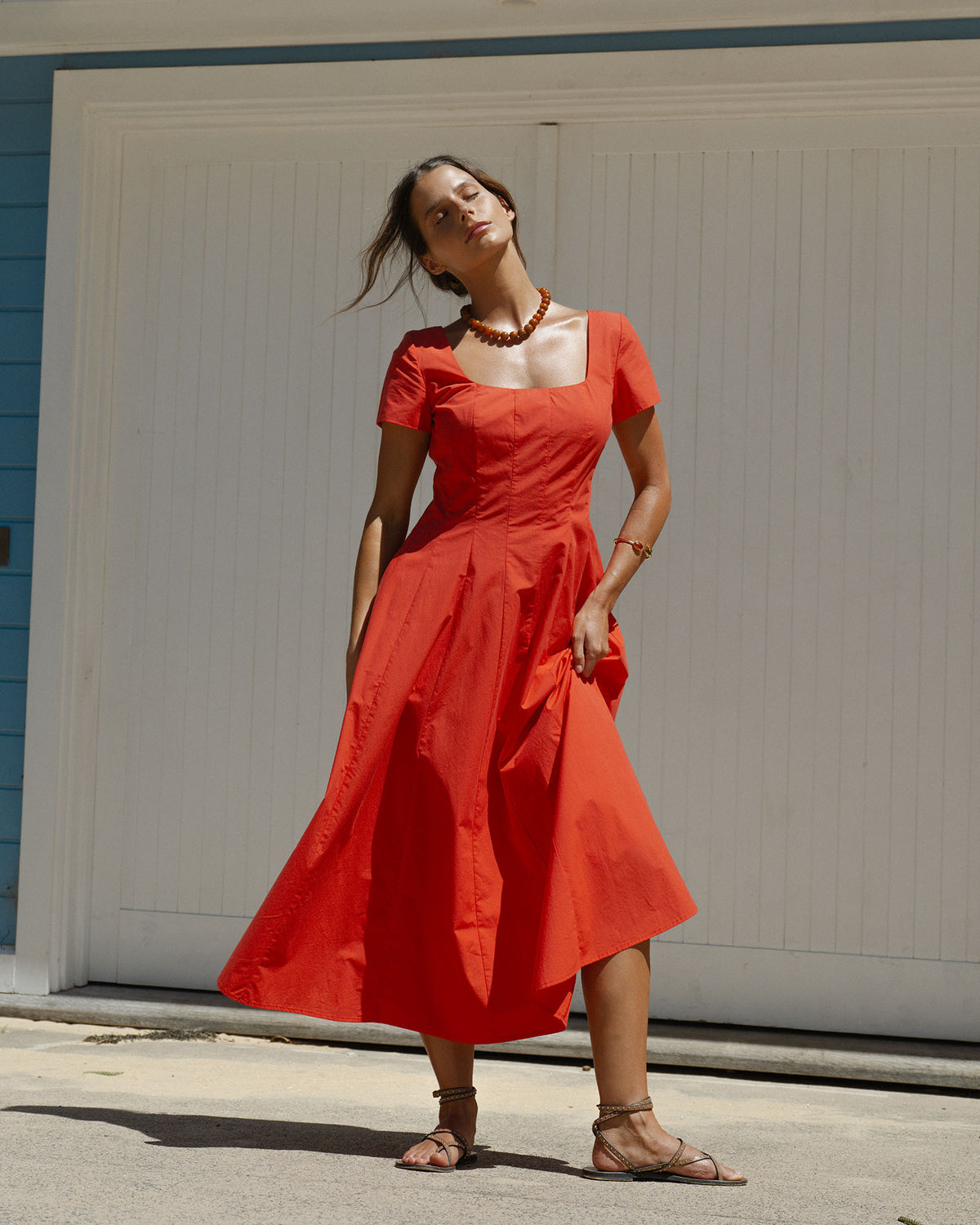 Brielle Cotton Sundress in red — alternate view