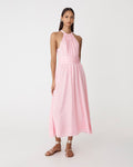 Miami Gathered Neck Hemp Dress in blush pink — full-length view