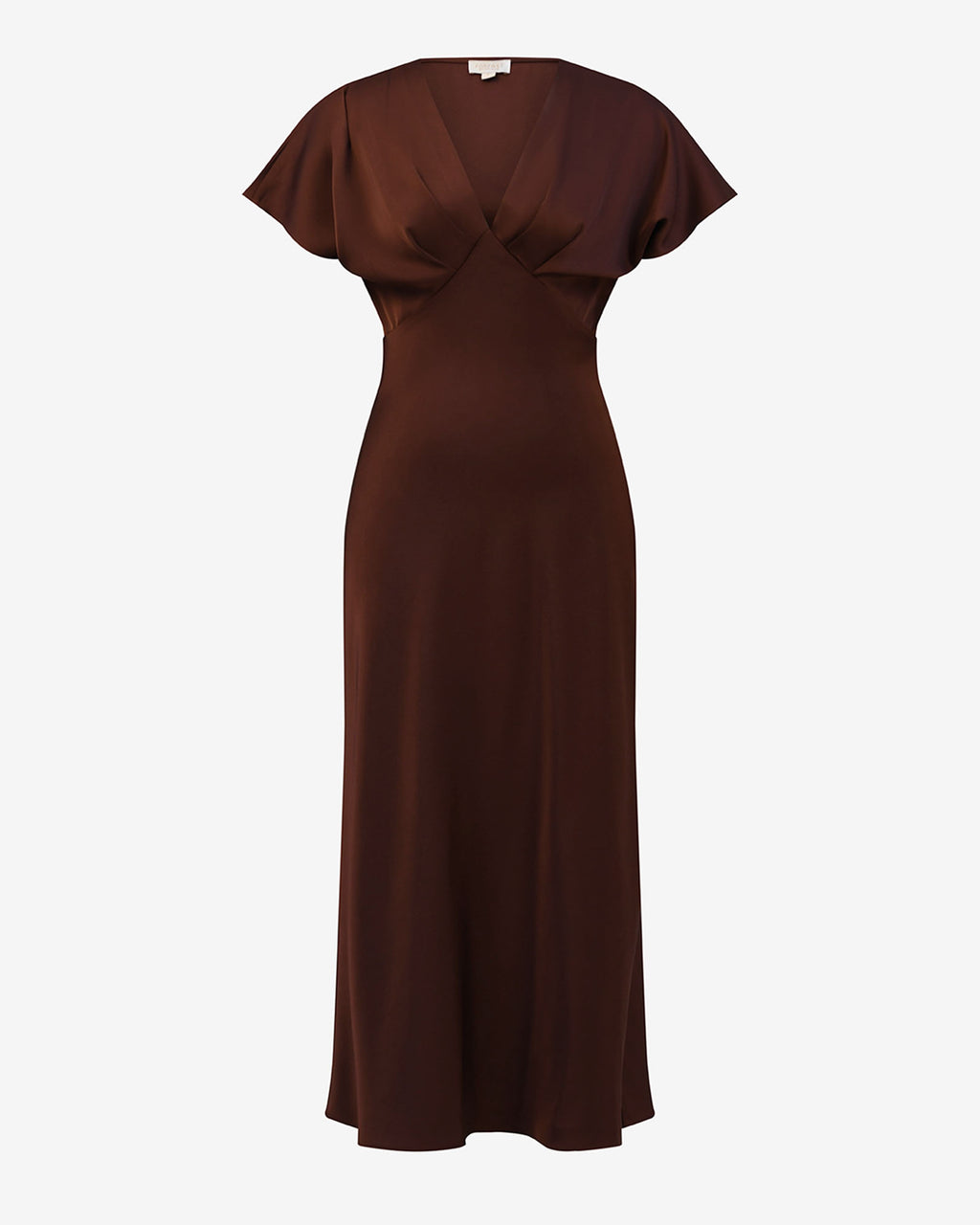 Catalina V-Neck Satin Dress in brick — product-only view