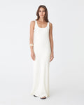Calliope Bias Cut Slip Dress in ivory — full-length view