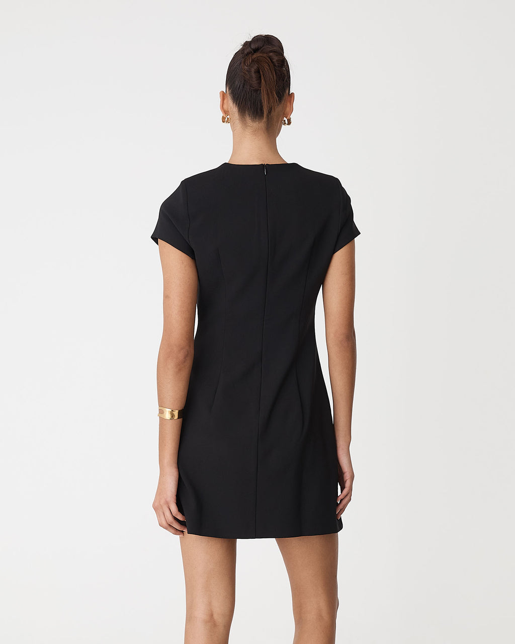 Hannah Tailored Mini Dress in black — back view