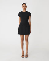 Hannah Tailored Mini Dress in black — full-length view
