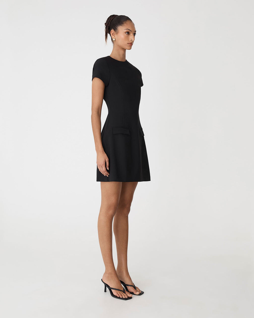 Hannah Tailored Mini Dress in black — side view
