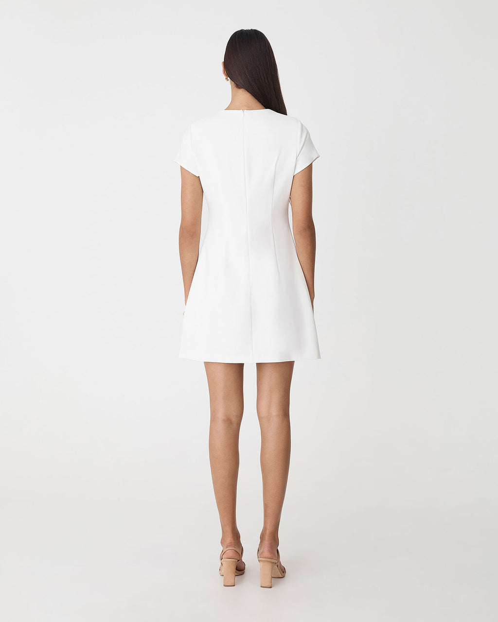 Hannah Tailored Mini Dress in ivory — back view