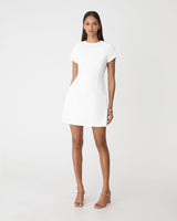 Hannah Tailored Mini Dress in ivory — full-length view