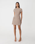 Hannah Tailored Mini Dress in mocha — full-length view