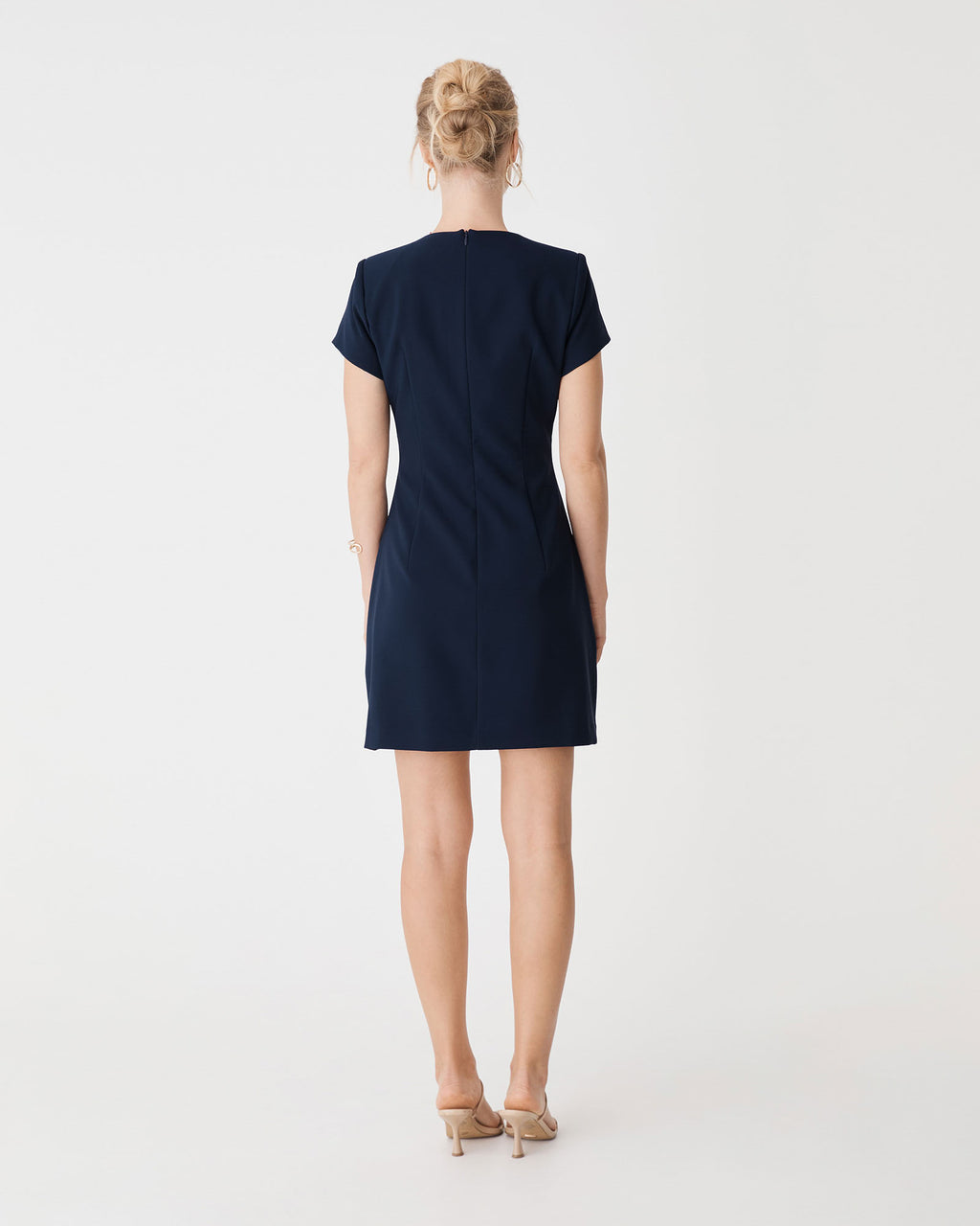 Hannah Tailored Mini Dress in navy — back view