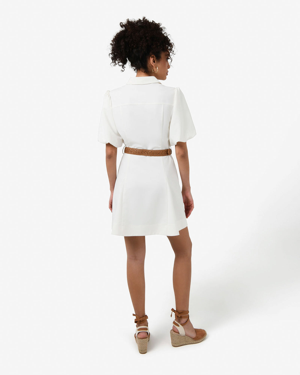 Amera Belted Mini Dress in tofu — back view