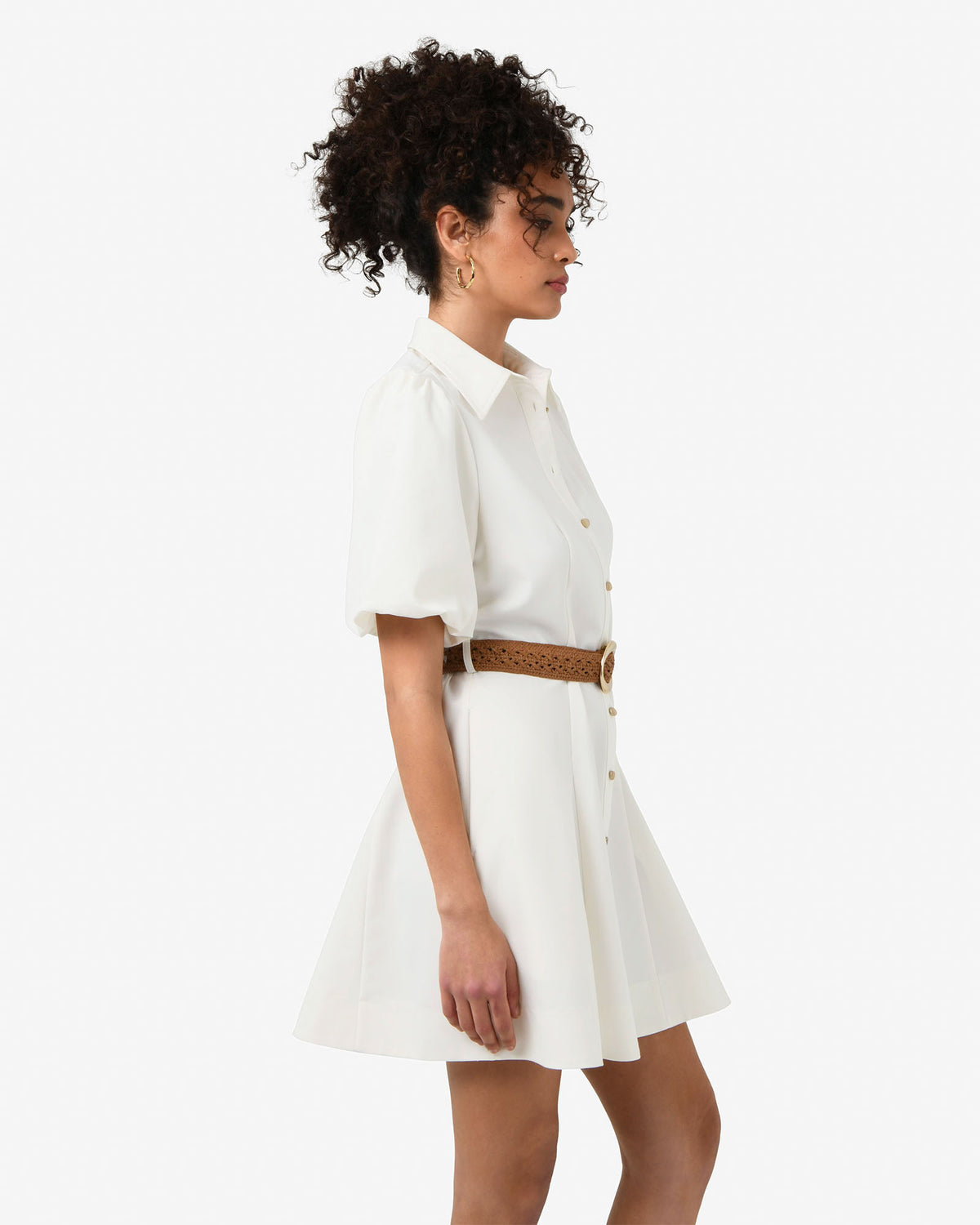 Amera Belted Mini Dress in tofu — side view