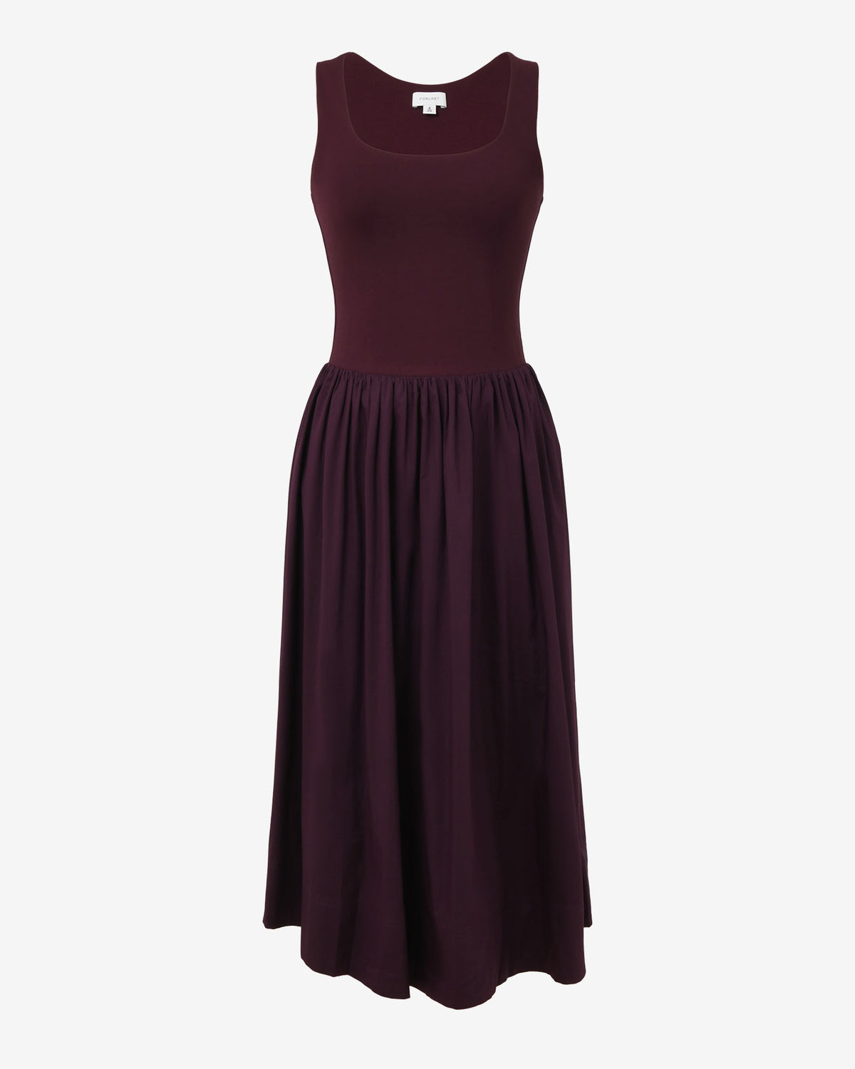Soho Knit & Poplin Midi Dress in aubergine — product-only view