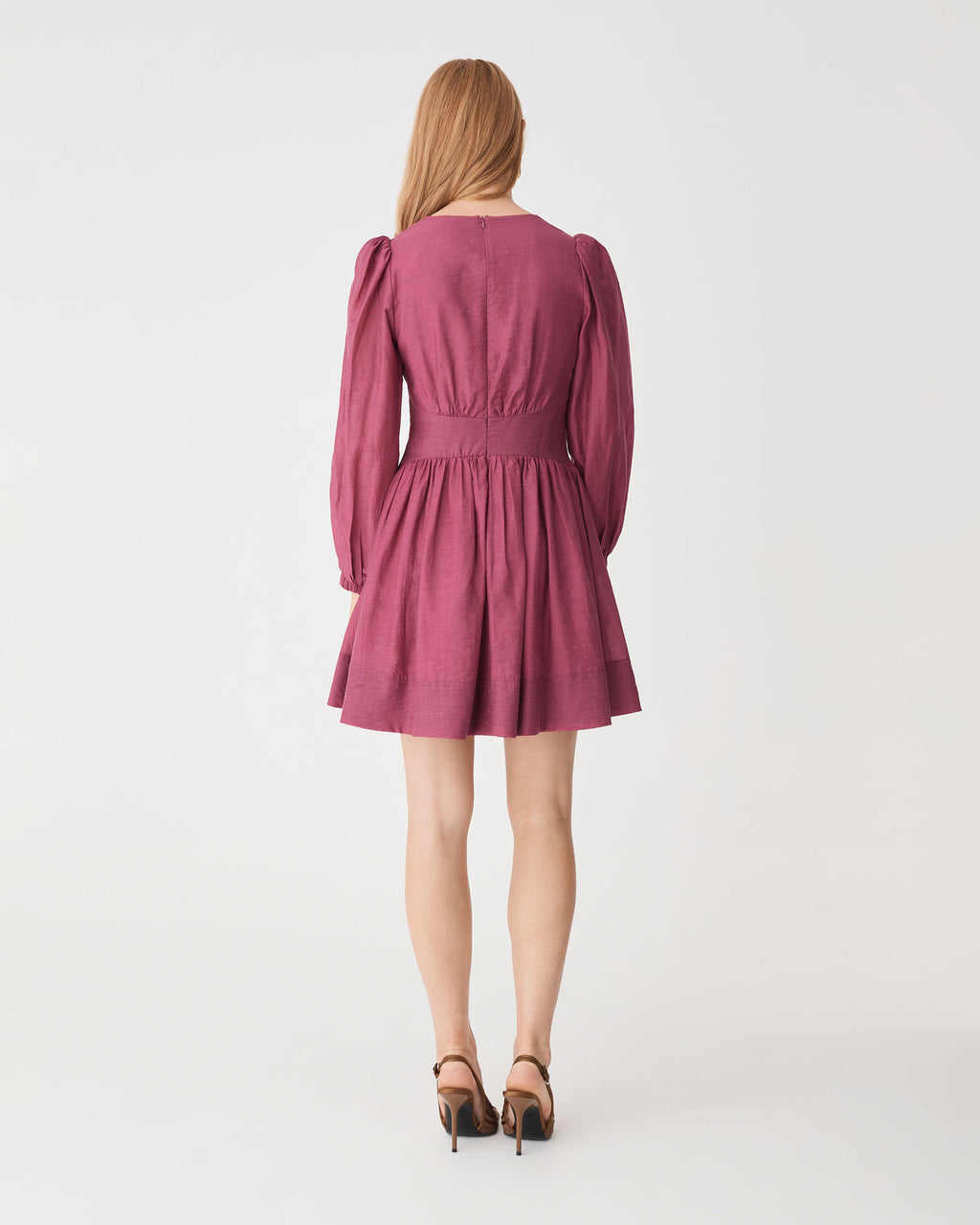 Paloma V-Neck Mini Dress in berry — back view
