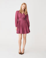Paloma V-Neck Mini Dress in berry — full-length view