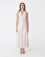 Ariana Sequin Halter Dress in shell — full-length view