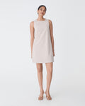 Koora Checked Mini Shift Dress in beige check — full-length view