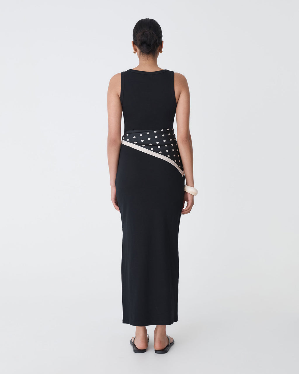 Devin Cotton Knit Dress in black — back view