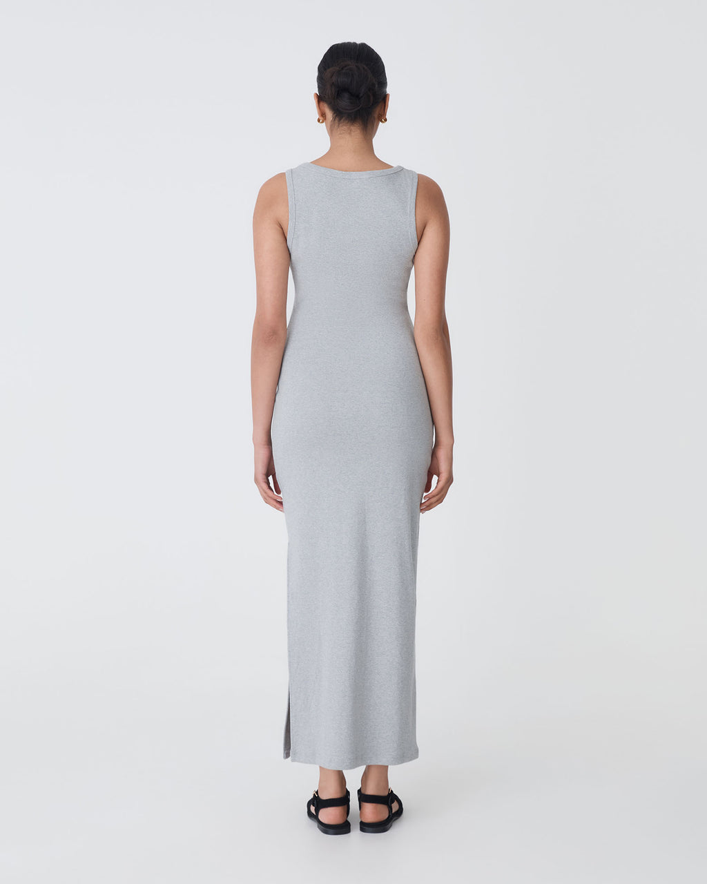 Devin Cotton Knit Dress in grey — back view