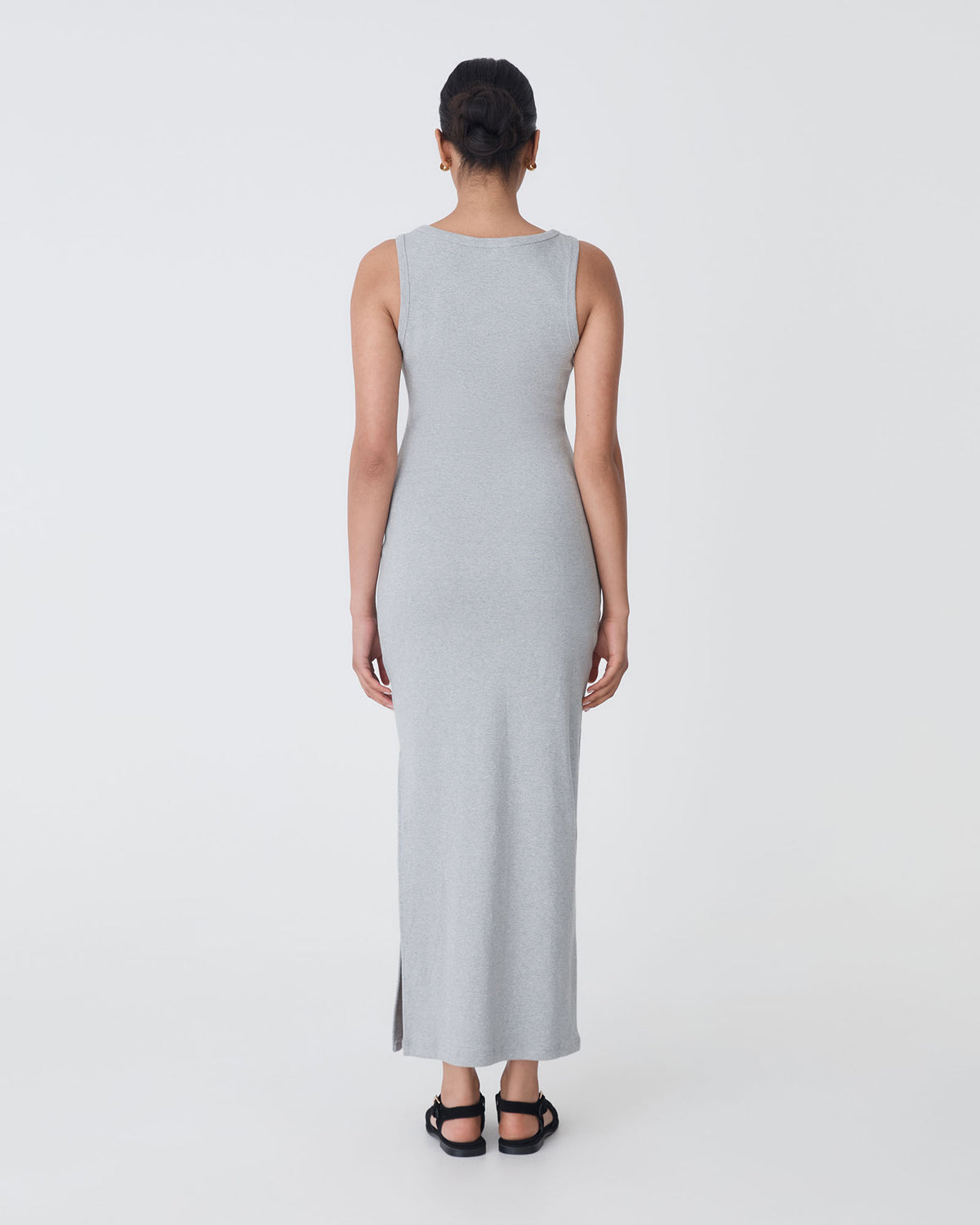 Devin Cotton Knit Dress in grey — back view