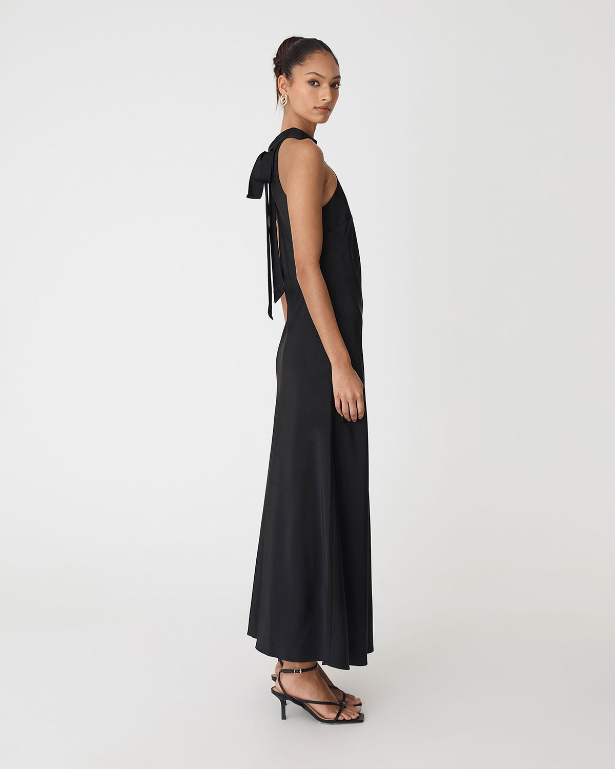 Paula Halter Neck Dress in black — side view