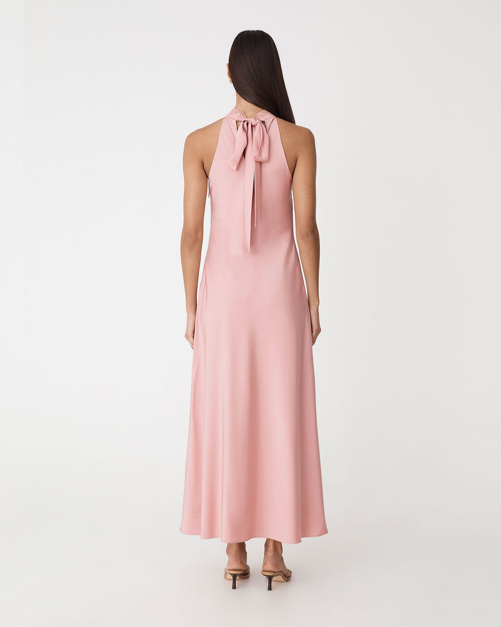 Paula Halter Neck Dress in blush pink — back view 2
