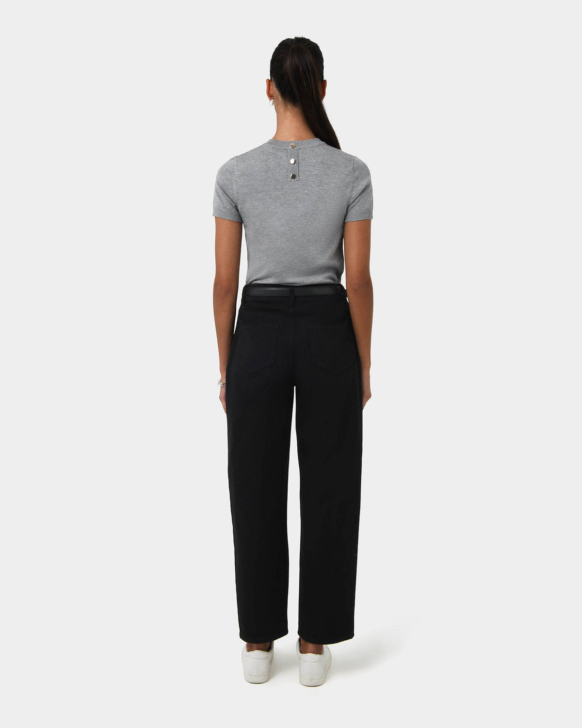 Leighton Barrel Leg Jeans in black — back view