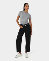 Leighton Barrel Leg Jeans in black — full-length view