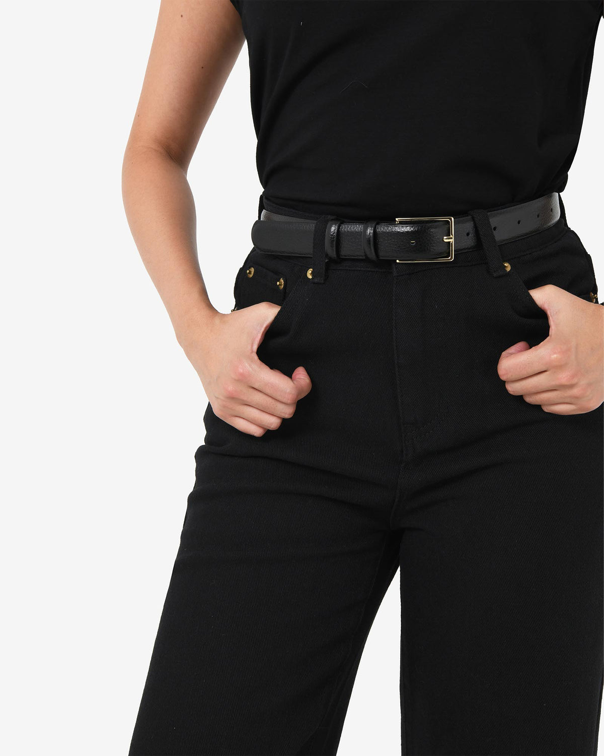 Alex Boyfriend Jeans in black — fabric detail