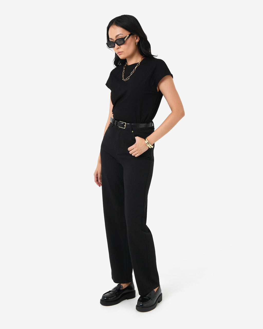 Alex Boyfriend Jeans in black — side view