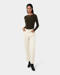 Alex Boyfriend Jeans in ecru — full-length view