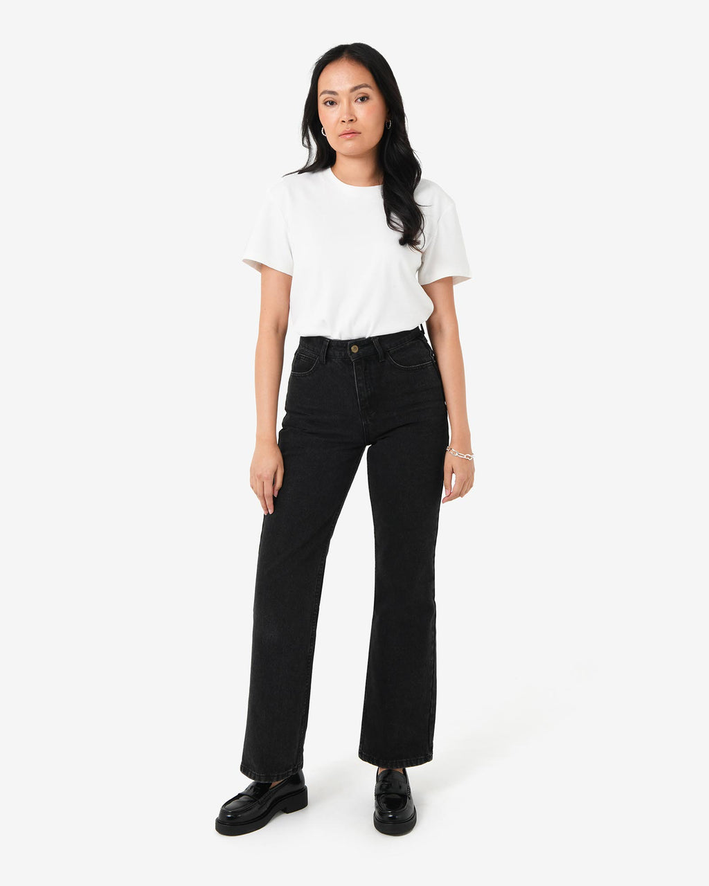 Merith Bootcut Jeans in washed black — full-length view