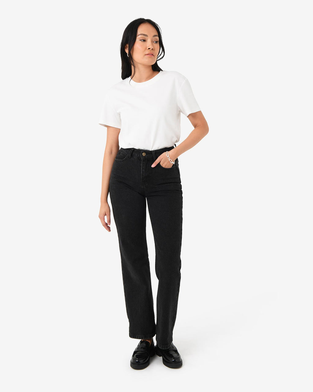 Merith Bootcut Jeans in washed black — full-length view 2