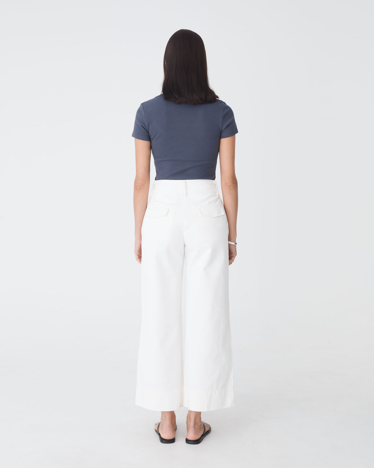Manon Wide Leg Jeans in white — back view