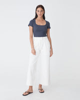Manon Wide Leg Jeans in white — full-length view