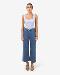Windsor Cropped Wide Leg Jeans in mid wash blue — full-length view