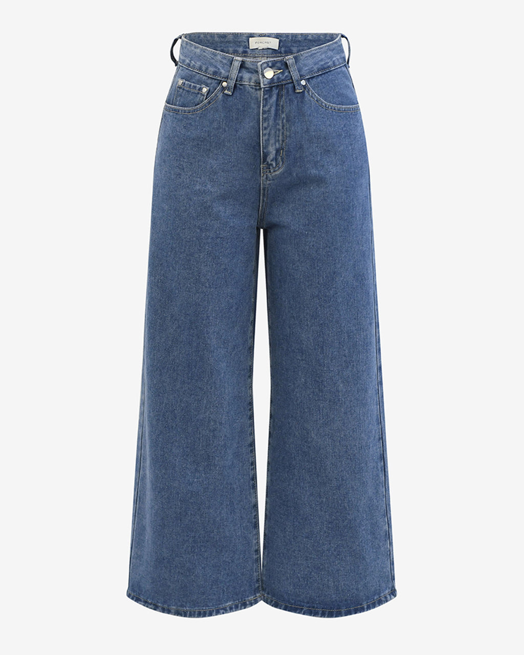 Windsor Cropped Wide Leg Jeans in mid wash blue — product-only view