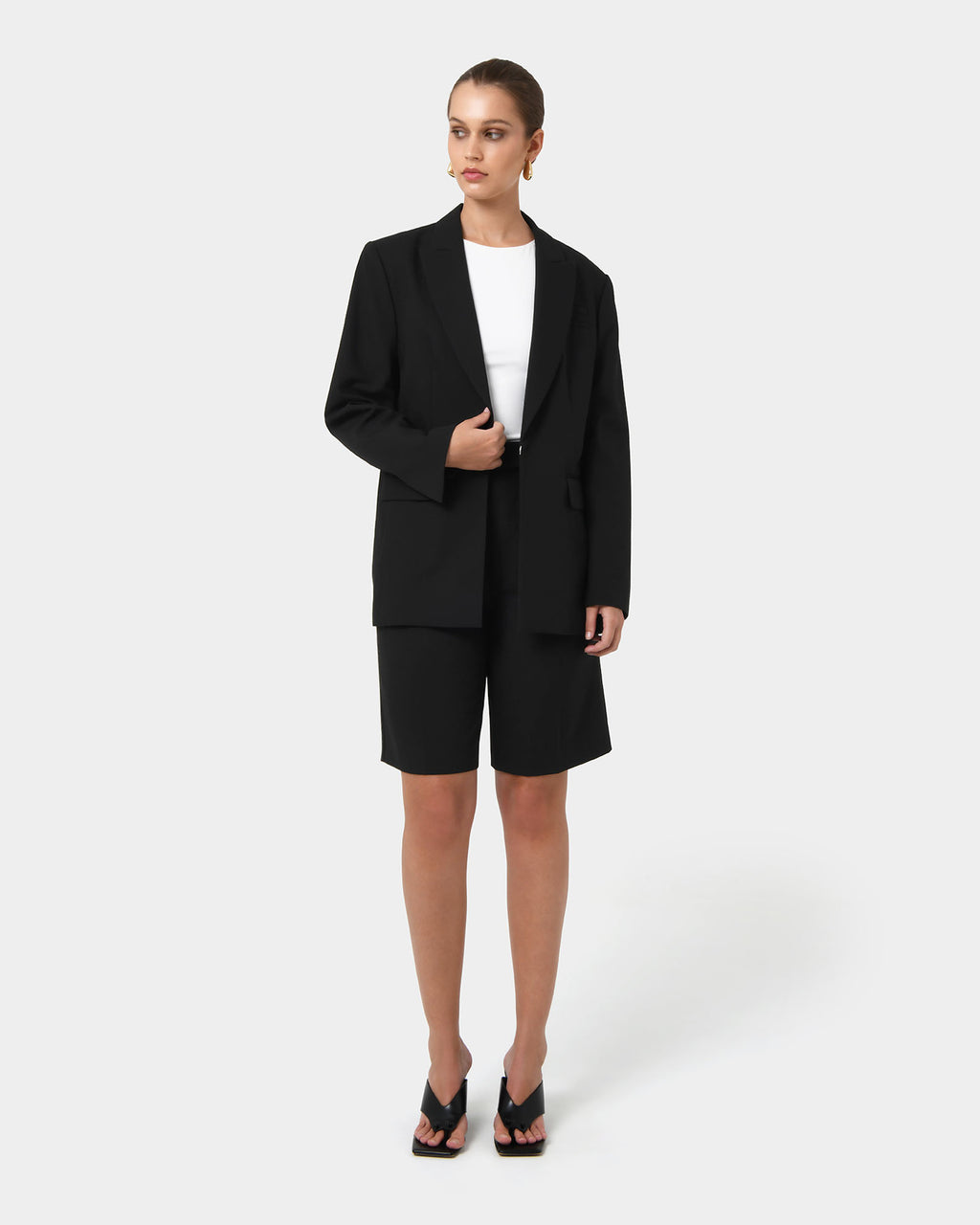 Sonique Tailored Blazer in black — full-length view