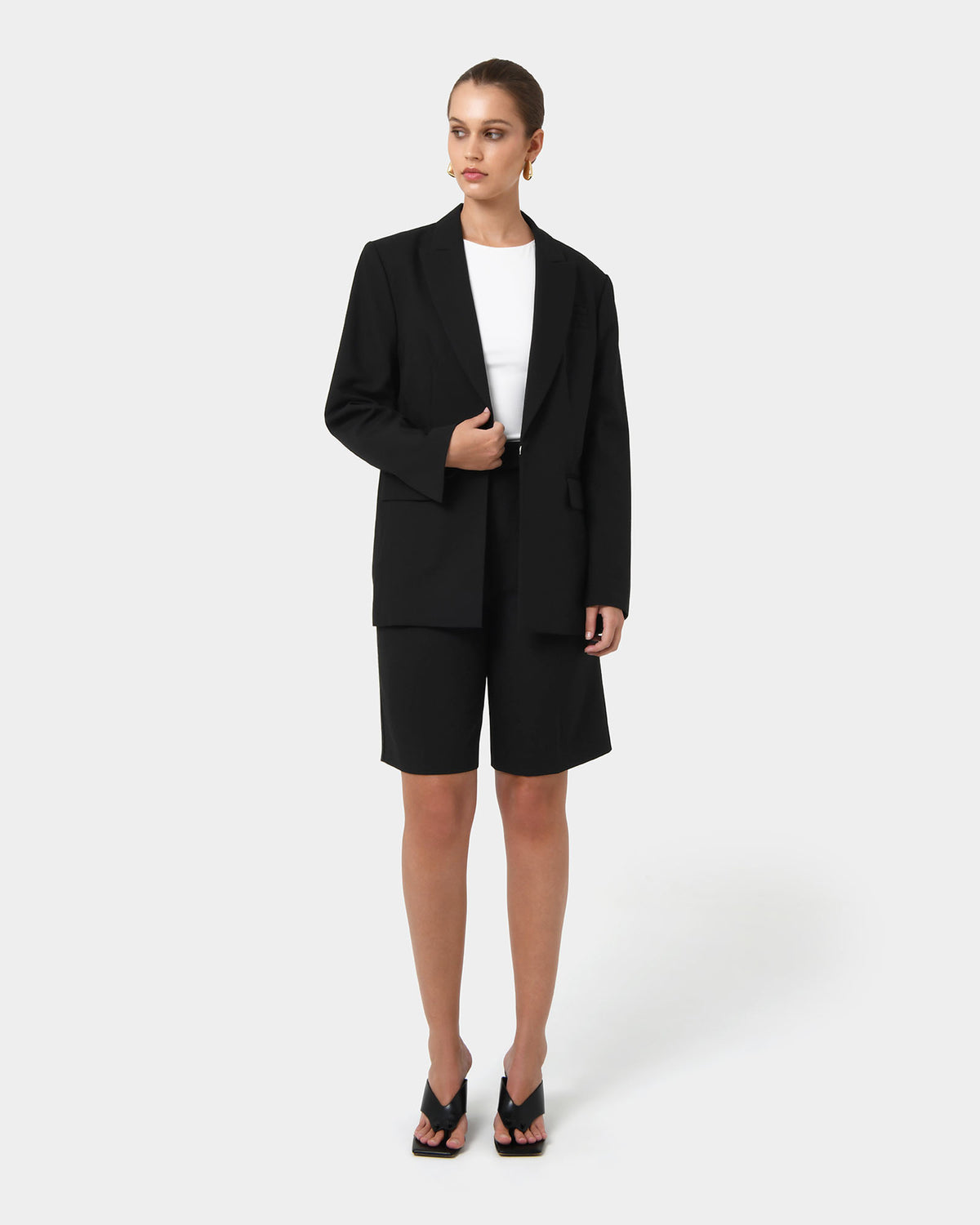 Sonique Tailored Blazer in black — full-length view