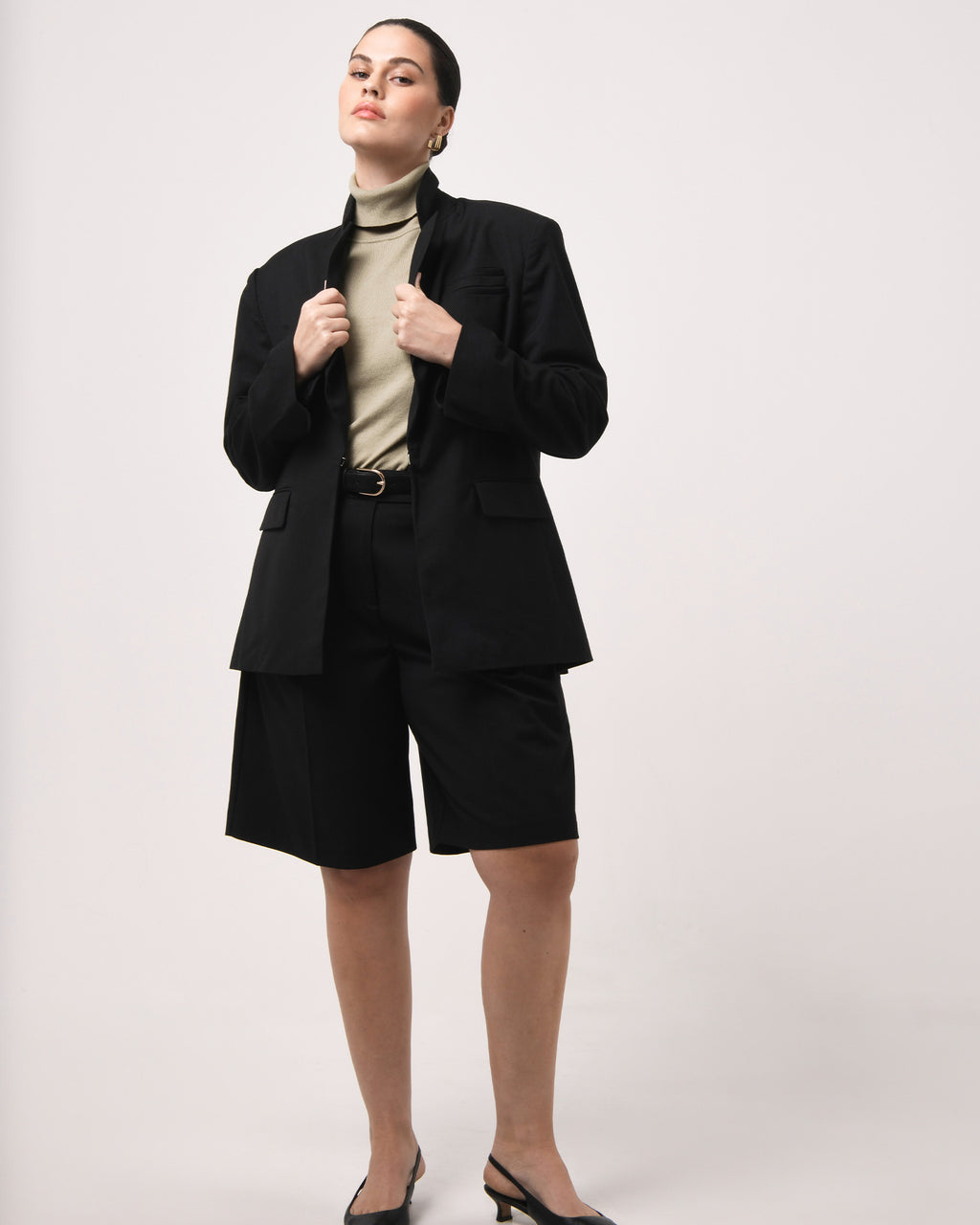 Sonique Tailored Blazer in black — full-length view 2