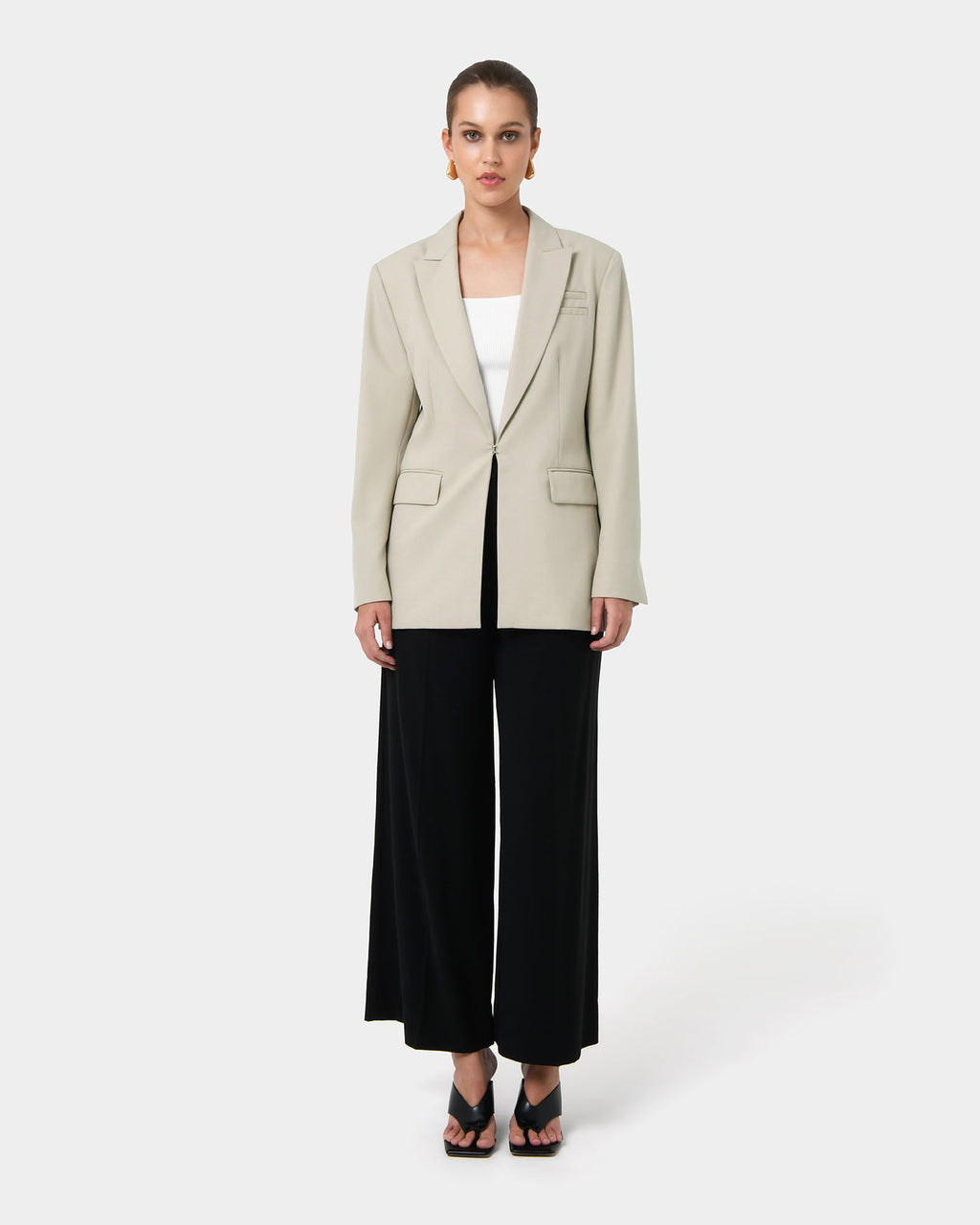Sonique Tailored Blazer in sand — full-length view