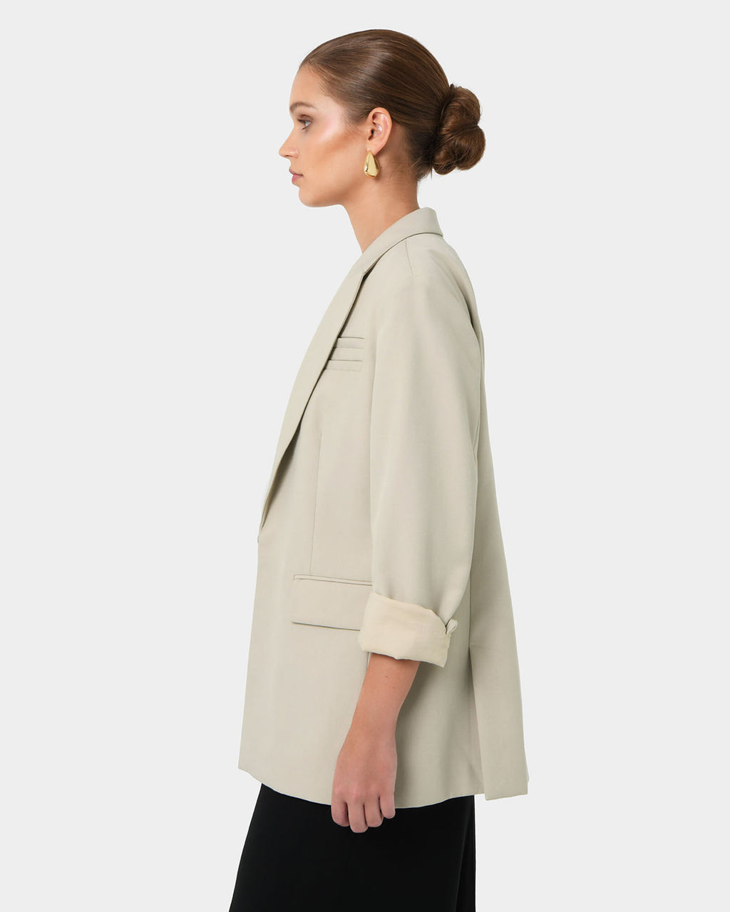 Sonique Tailored Blazer in sand — side view